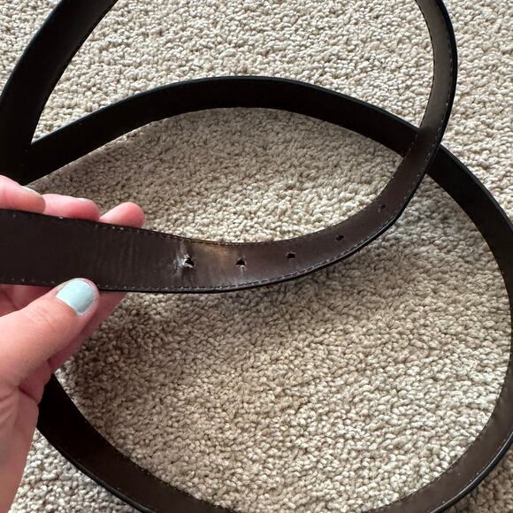 1913 Men's Genuine Leather Belt Black w/ Silver Hardware Men's Waist Size 46 - Picture 3 of 13